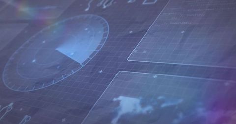 Futuristic Radar Interface with Grid and Data Display Elements