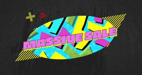Retro Style Massive Sale Announcement with Vibrant Colors
