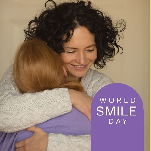 world smile day celebrating mother daughter hug - Download Free Stock Templates Pikwizard.com