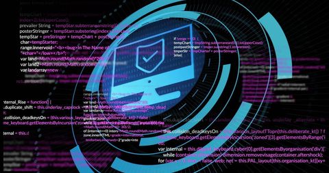cybersecurity concept with shield icon and programming code - Download Free Stock Images Pikwizard.com