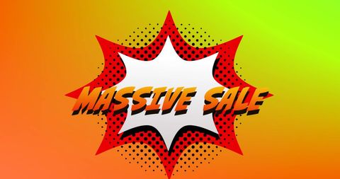 Dynamic Massive Sale Comic Style Banner on Vibrant Background