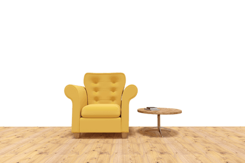 transparent yellow armchair and wooden table on hardwood floor - Download Free Stock Videos Pikwizard.com