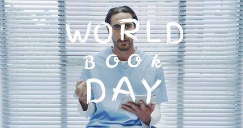 Medical Professional Celebrating World Book Day with Digital Tablet