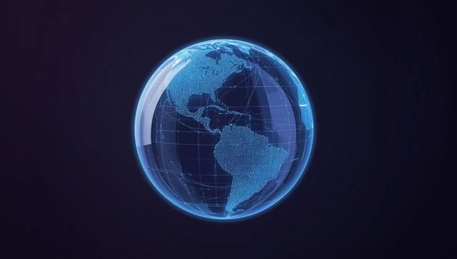 Digital holographic 3d earth model with futuristic design