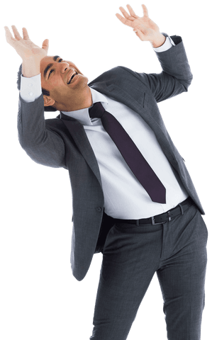 scared businessman in suit with raised arms transparent background - Download Free Stock Videos Pikwizard.com