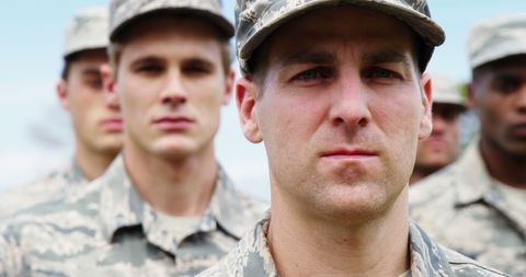 Close-up of Group of Military Personnel Standing Firmly United - Download Free Stock Images Pikwizard.com