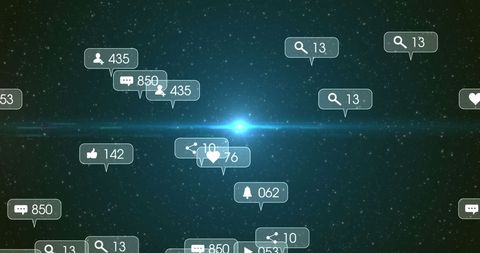 Social Media Overlay in Cosmic Night Sky - Download Free Stock Images Pikwizard.com