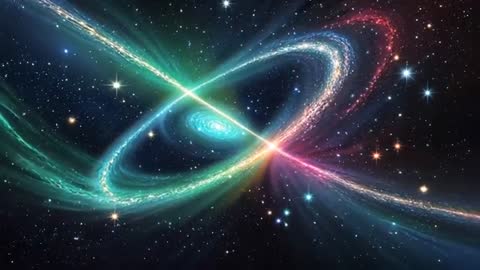 Futuristic Galactic Core with Neon Beams in Deep Space