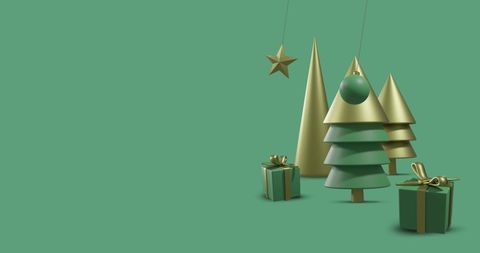 Minimalist Christmas Decorations with Pine Trees and Gifts