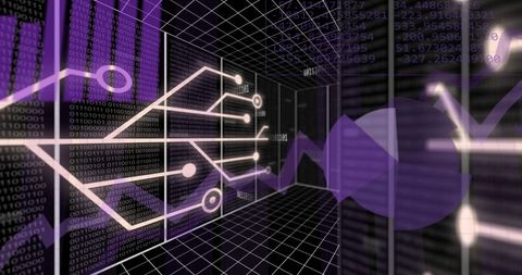 Digital Network Interface with Data Processing Grid - Download Free Stock Images Pikwizard.com