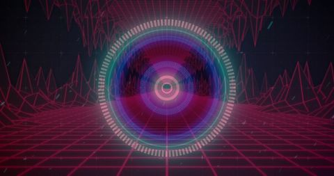 Futuristic Grid with Digital Sensor and Circular Wave - Download Free Stock Images Pikwizard.com