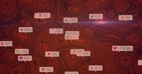 Digital Social Media Engagement Over Abstract Red Background