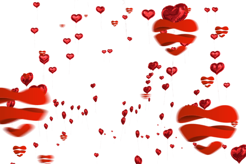 Floating red heart symbols on transparent background