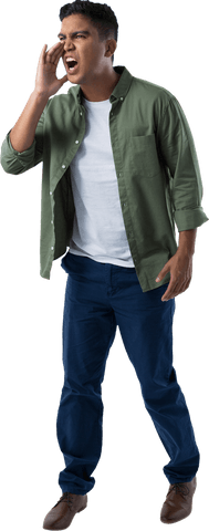 transparent man shouting in casual clothes for communication concept - Download Free Stock Videos Pikwizard.com