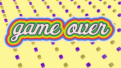 Retro Game Over Text with Colorful 3D Effects