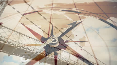 Compass and Bridge Overlay Highlighting Global Travel