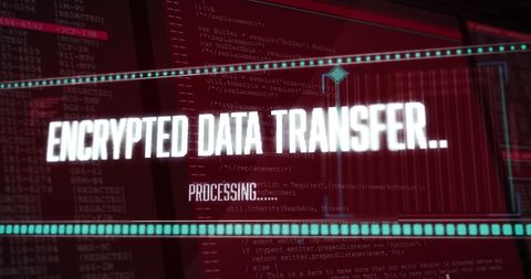 Encrypted Data Transfer on Digital Screen with Processing Text - Download Free Stock Images Pikwizard.com