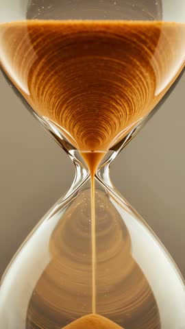 Vertical Hourglass Video Showing Brown Sand Flowing and Forming Swirling Vortex