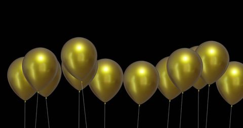 Gold balloons celebration on black background