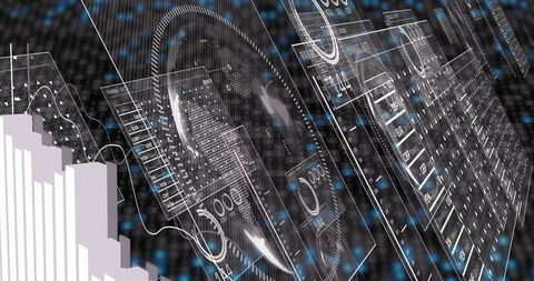 Futuristic Data Visualization with Transparent Digital Interface