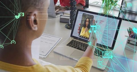 Digital Connectivity in a Modern Office with Team Collaboration