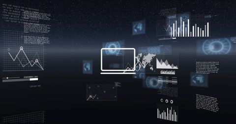 Digital Data Processing and Analysis Concept on Black Background - Download Free Stock Images Pikwizard.com