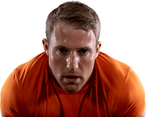 Transparent Focused Sportsman After Intense Workout