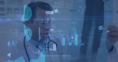 Doctor Analyzing Data with Global Business Connections