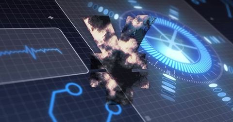 Futuristic Yuan Symbol in Digital Finance Interface