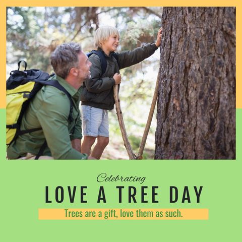 father and son connecting with nature on love a tree day - Download Free Stock Templates Pikwizard.com