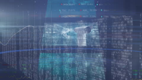 Businessman Using VR Headset with Digital Financial Data Visualization