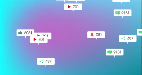 Animated Social Media Notifications on Gradient