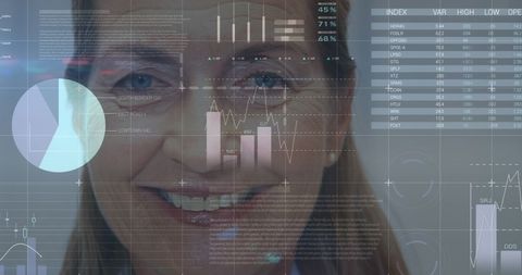 Female Doctor Interacting with Data Interface in Medical Technology Concept