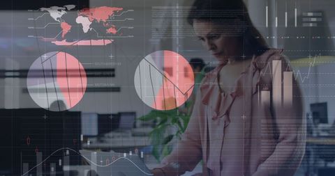 Financial Data Analysis with Businesswoman in Office