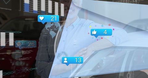 Businessman Analyzing Internet Engagement Data Modern Showroom Concept