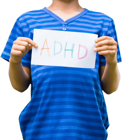 child in striped shirt holding transparent adhd sign - Download Free Stock Videos Pikwizard.com