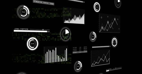Futuristic Data Visualization with Graphs on Black Background - Download Free Stock Images Pikwizard.com