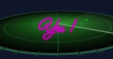 Neon Purple Yes Text on Green Radar Scanner - Download Free Stock Images Pikwizard.com