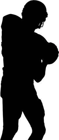 Transparent Silhouette of American Rugby Player Holding Ball