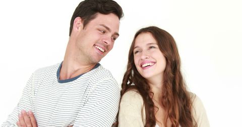 Happy Couple Smiling and Connecting with Joyful Expressions - Download Free Stock Images Pikwizard.com