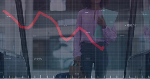 Businessman Analyzing Impact of Financial Market Trends on Escalator