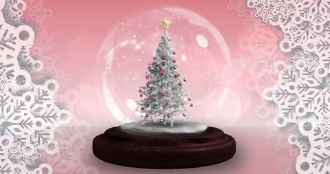 Enchanted Christmas Tree in Snow Globe with Flurries - Download Free Stock Images Pikwizard.com
