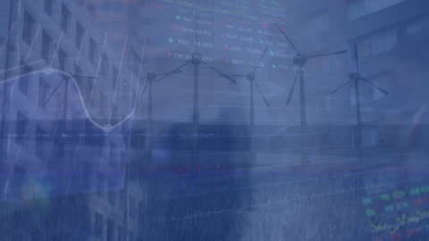 Illustration of Data Processing Overlay on Modern Cityscape