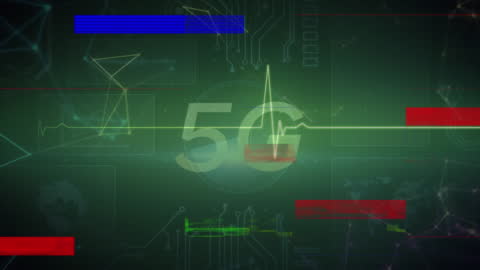 Futuristic Digital Interface with 5G and Data Glitches