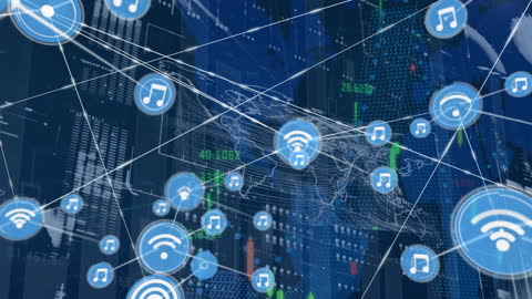 Digital Connectivity with Music and Wi-Fi Symbols