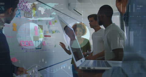 Diverse Team Innovating with Digital Data Analysis