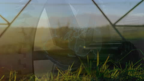 Digital Globe and Cogs Overlapping Structures in Futuristic Overlay