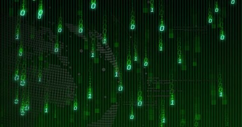 Digital Binary Code Raining On Distorted Globe Background - Download Free Stock Images Pikwizard.com