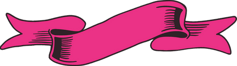 Stylized pink ribbon banner on transparent background
