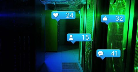 Holographic Social Icons in Data Center Corridor